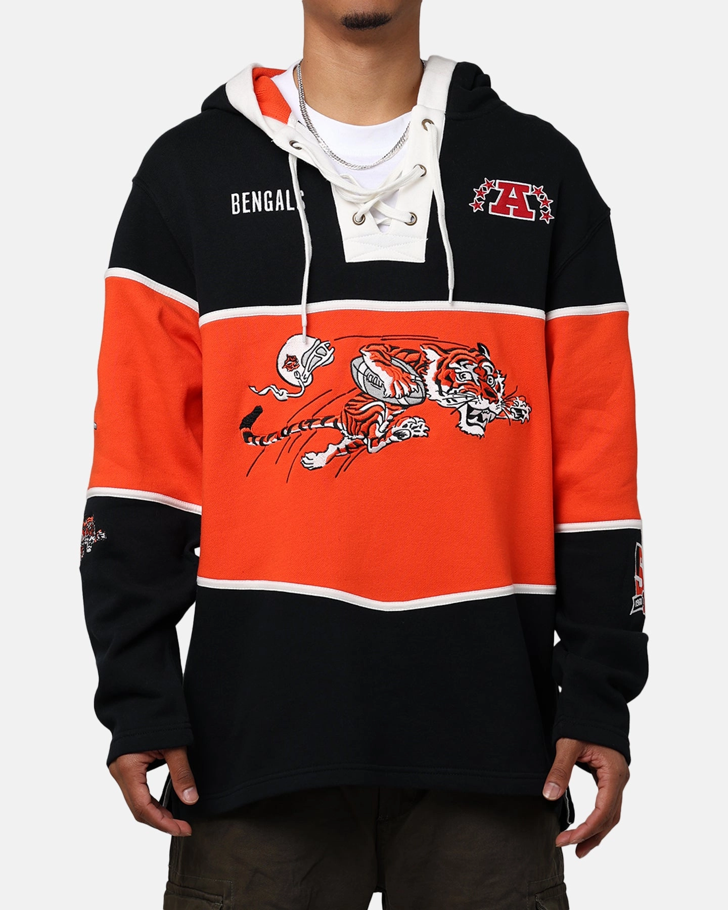 47 Brand Cincinnati Bengals NFL   Legacy Lacer Hoodie Jet Black