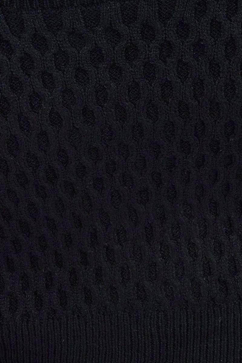 Black Cable Knit Shrug And Singlet Top Long Sleeve