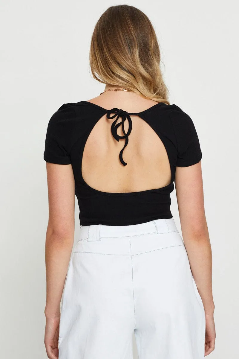 Black Crop Top Short Sleeve