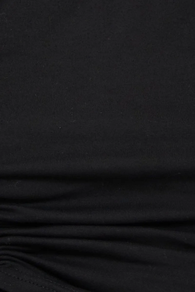 Black Crop Top Side Drawstring
