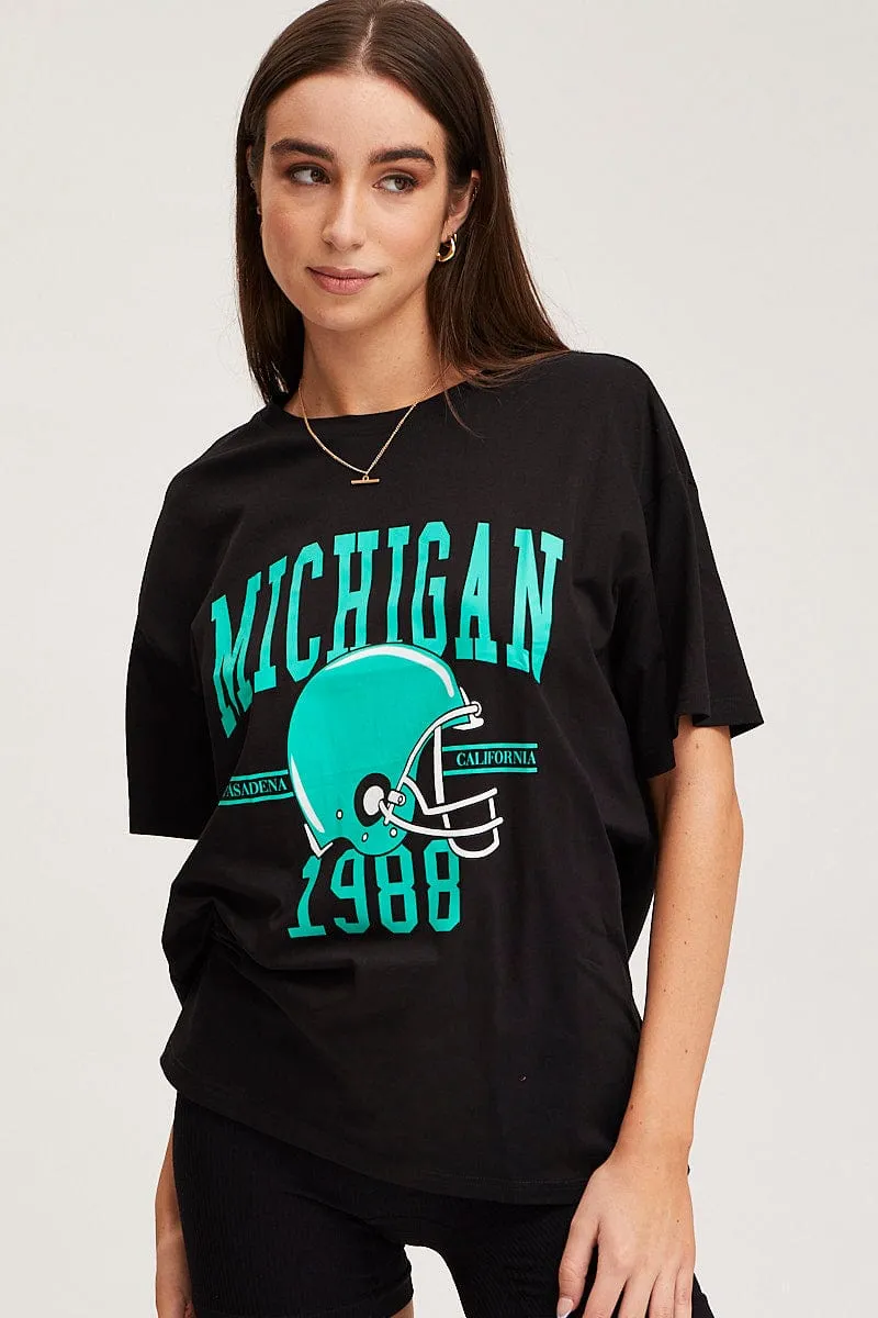 Black Graphic T Shirt Short Sleeve