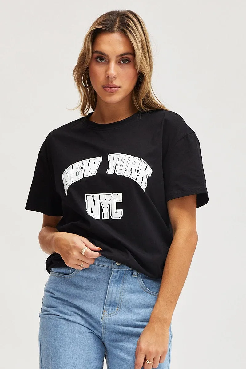 Black Graphic T Shirt Short Sleeve