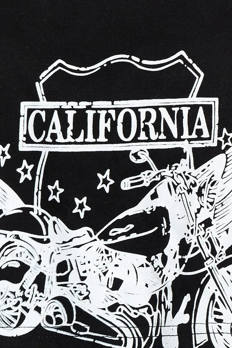 Black Graphic T Shirt Short Sleeve