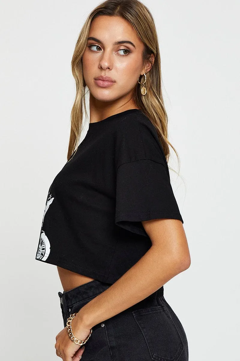 Black Graphic T Shirt Short Sleeve