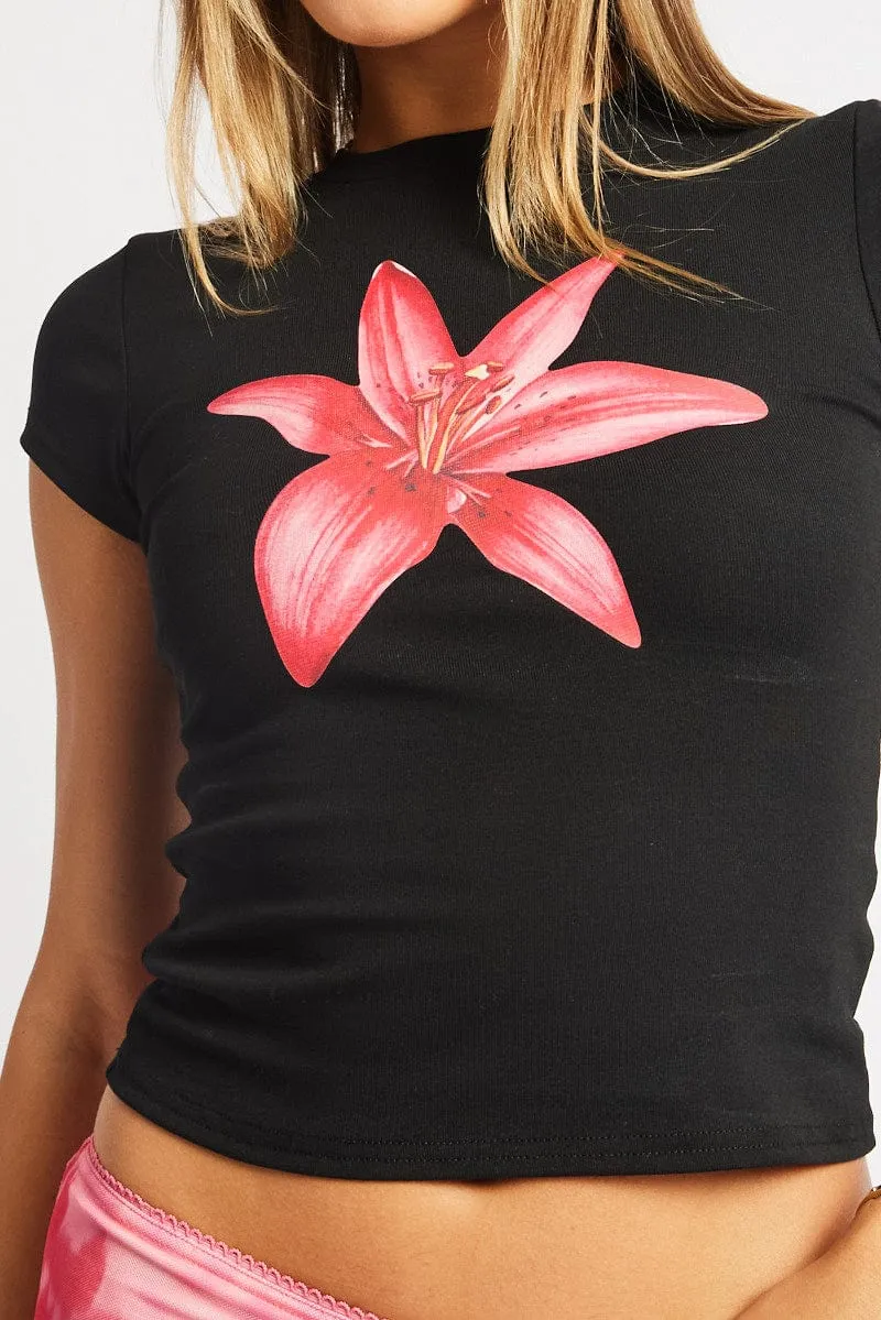 Black Graphic Tee Short Sleeve