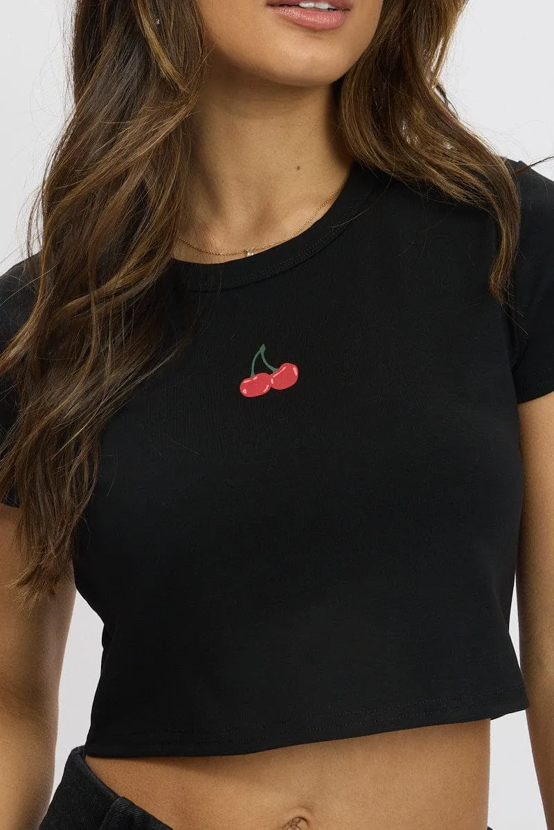 Black Graphic Tee Short Sleeve