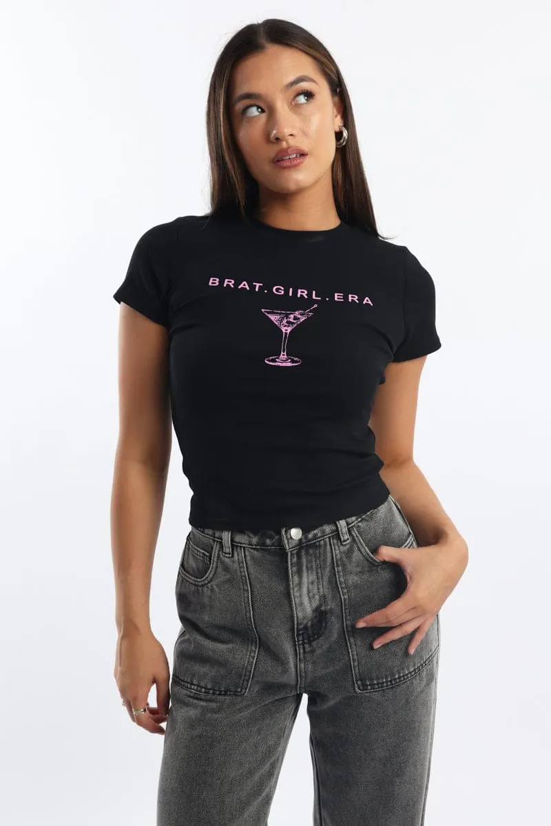 Black Graphic Tee Short Sleeve