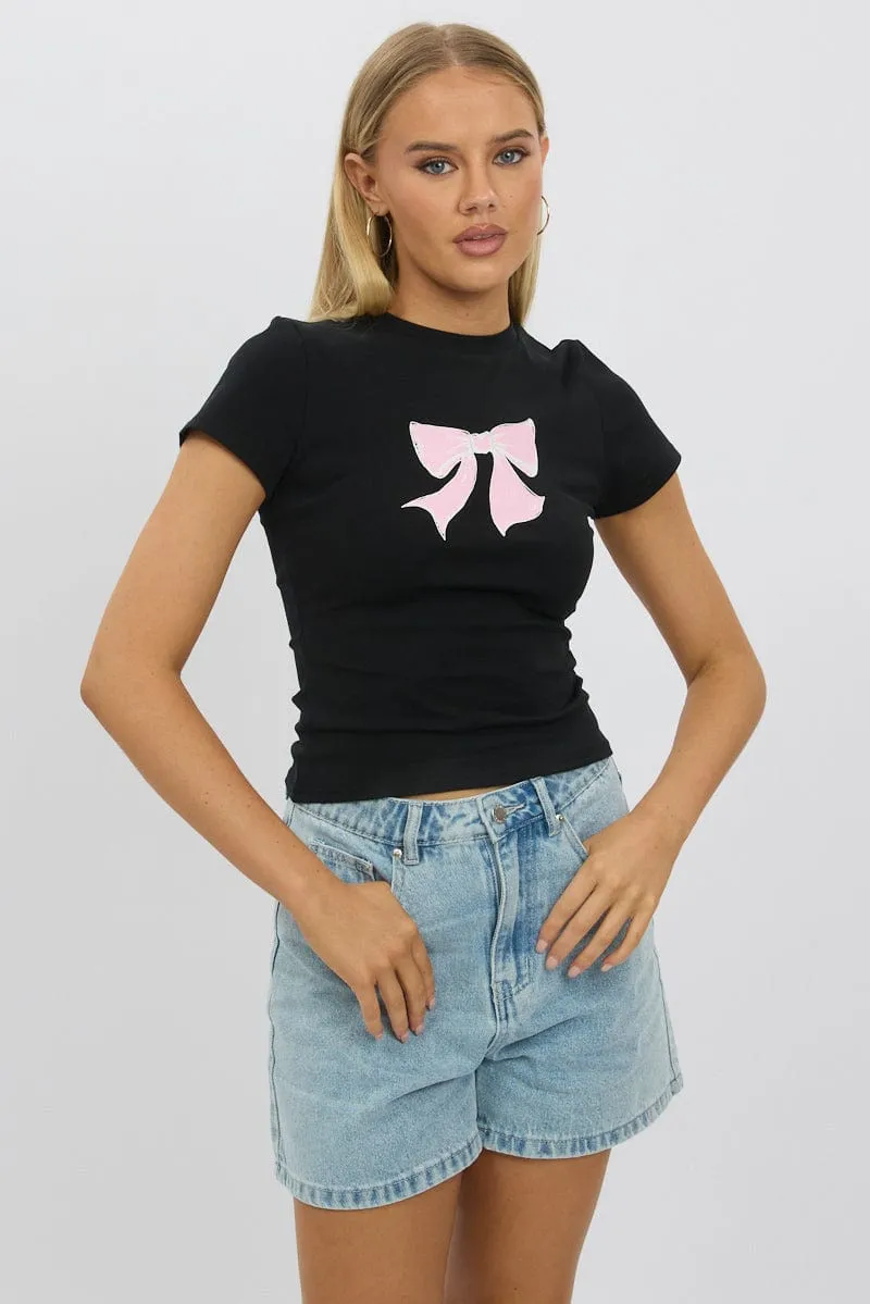Black Graphic Tee Short Sleeve