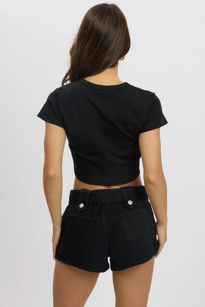 Black Graphic Tee Short Sleeve