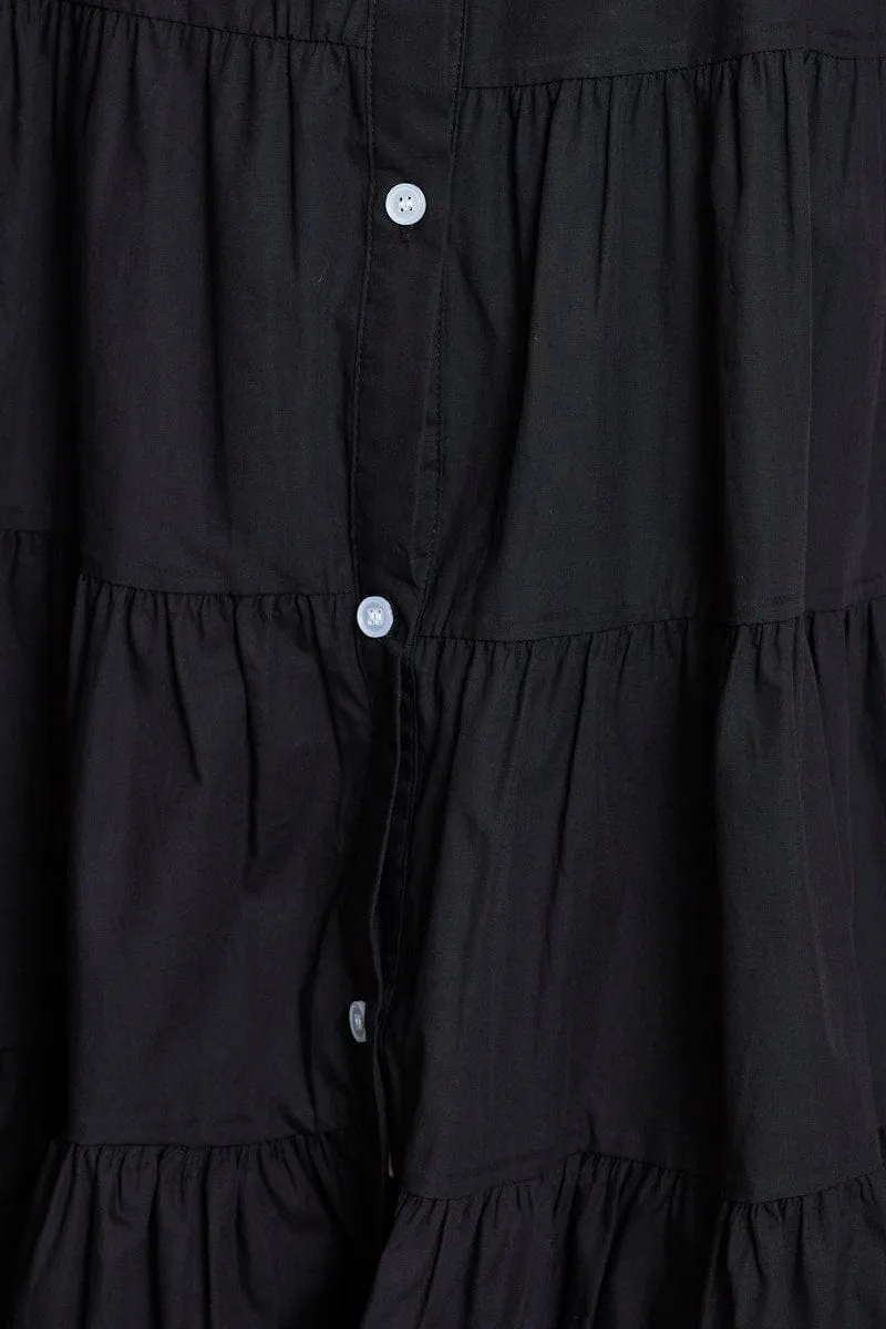 Black Shirt Dress Sleeveless V Neck