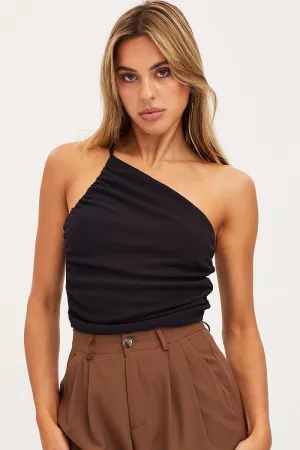 Black Singlet Top One Shoulder