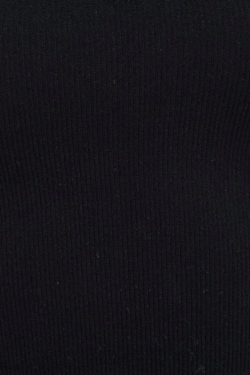 Black Singlet Top Round Neck Seamless