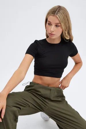 Black T Shirt Short Sleeve Crew neck