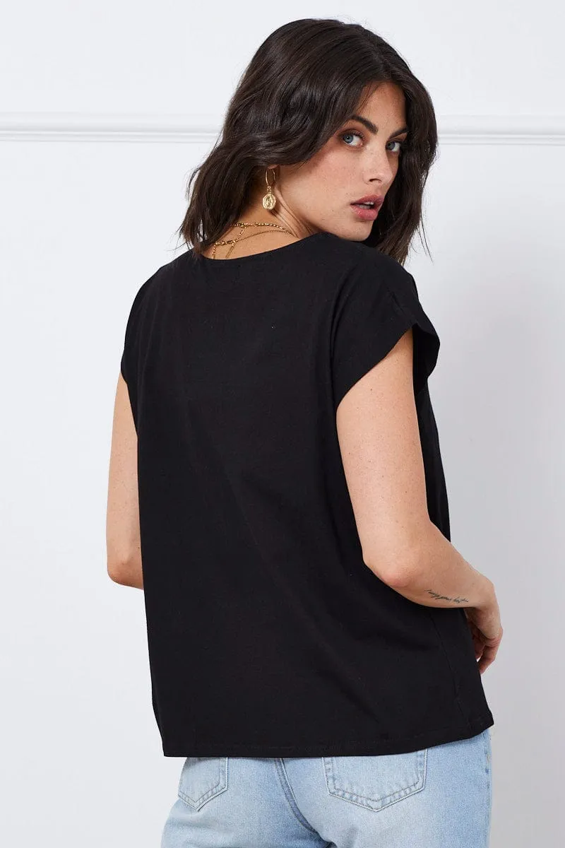 Black T Shirt Short Sleeve Crew Neck