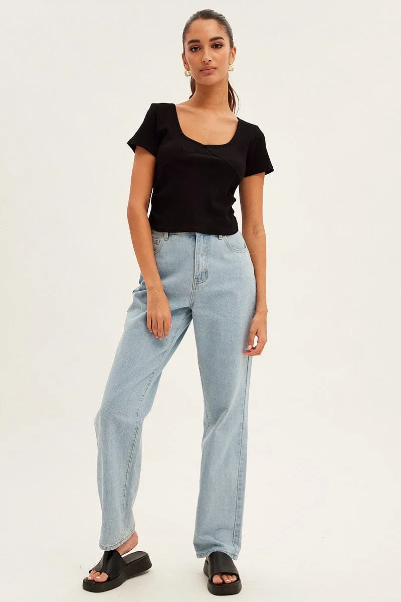 Black T Shirt Short Sleeve V Neck