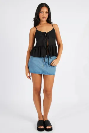 Black Tie Up Top Singlet