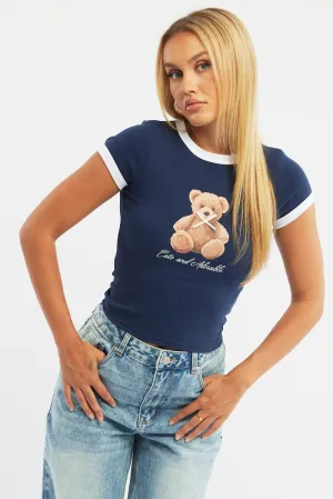 Blue Graphic Tee Short Sleeve
