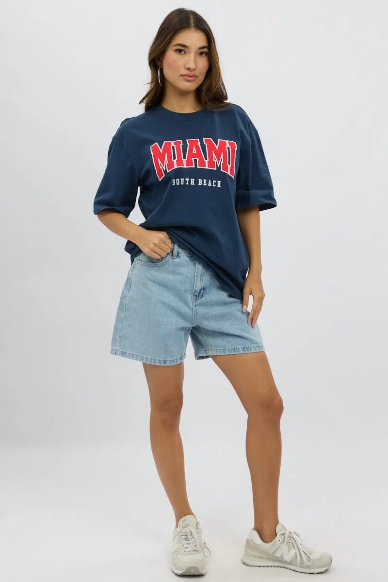 Blue Graphic Tee Short Sleeve