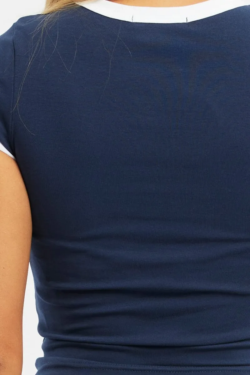 Blue Graphic Tee Short Sleeve