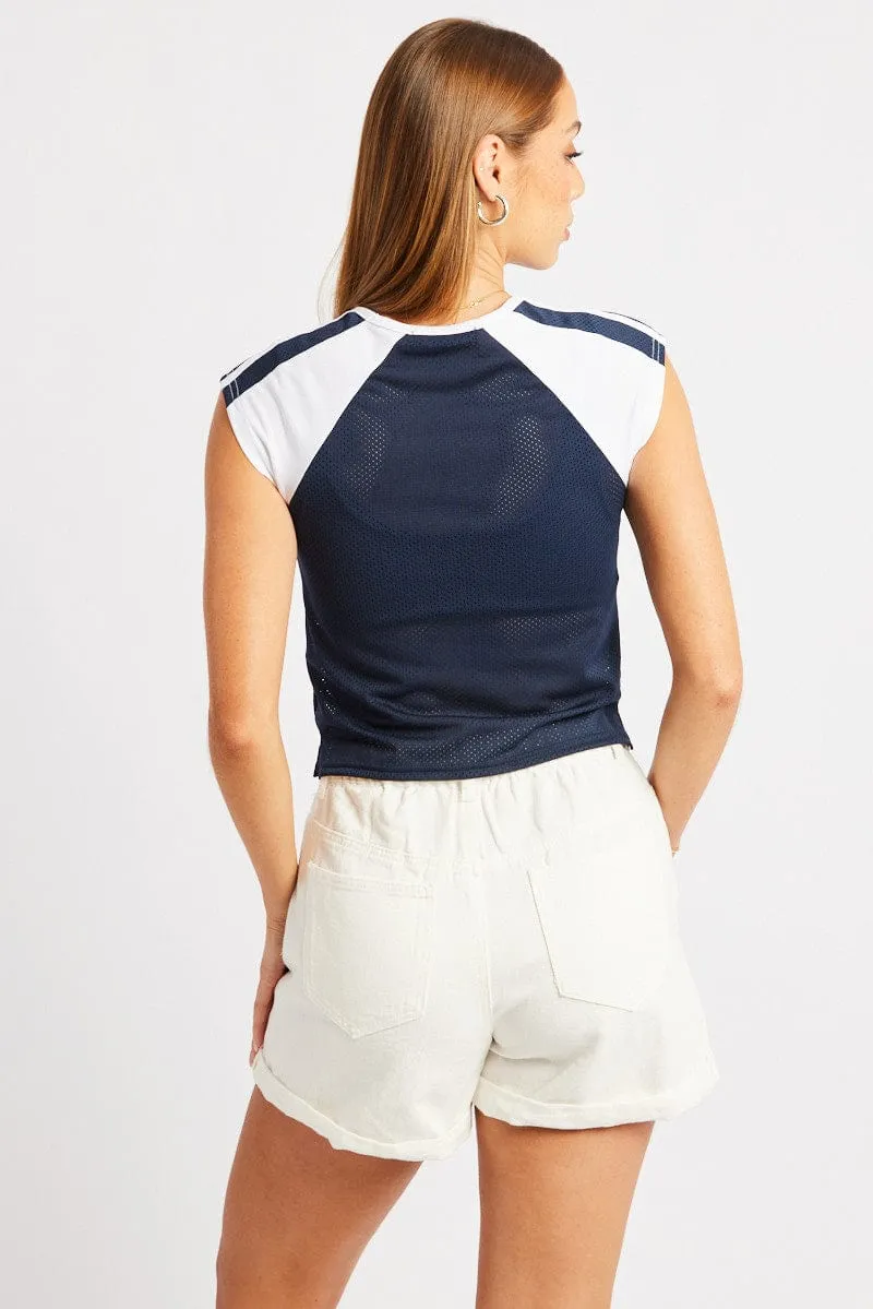 Blue Sport Tee Short Sleeve Crop