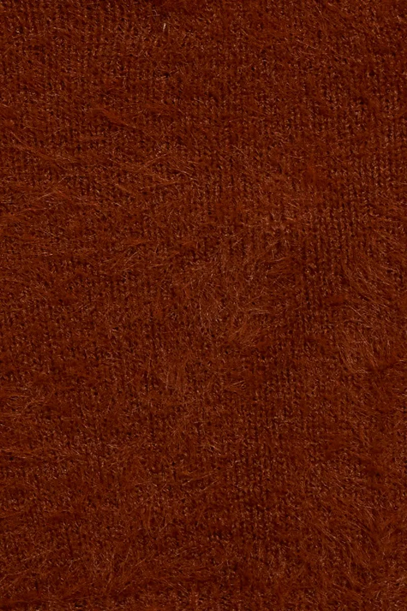 Brown Fluffy Crop Top