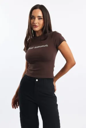 Brown Graphic Tee Short Sleeve