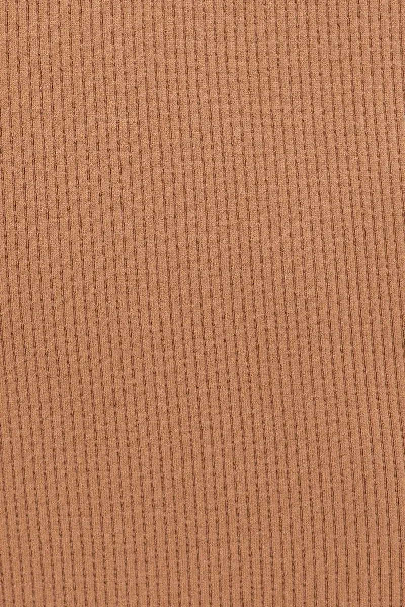 Brown T Shirt Short Sleeve Crew Neck Seamless