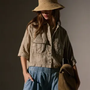 Cargo Pocket Cropped Shirt - Overcast Pigment