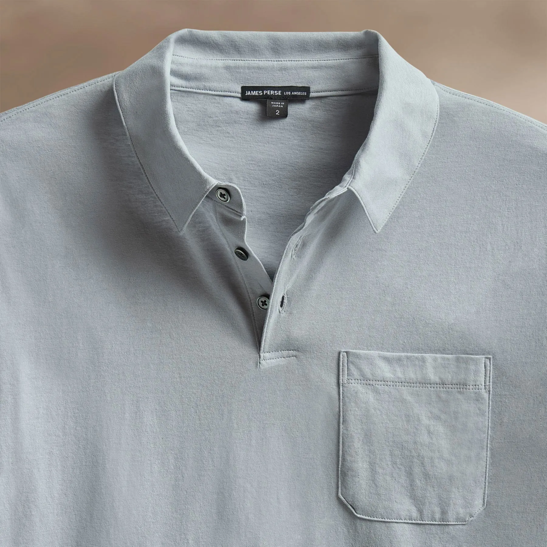 Cotton Linen Pocket Polo - Grey Sky