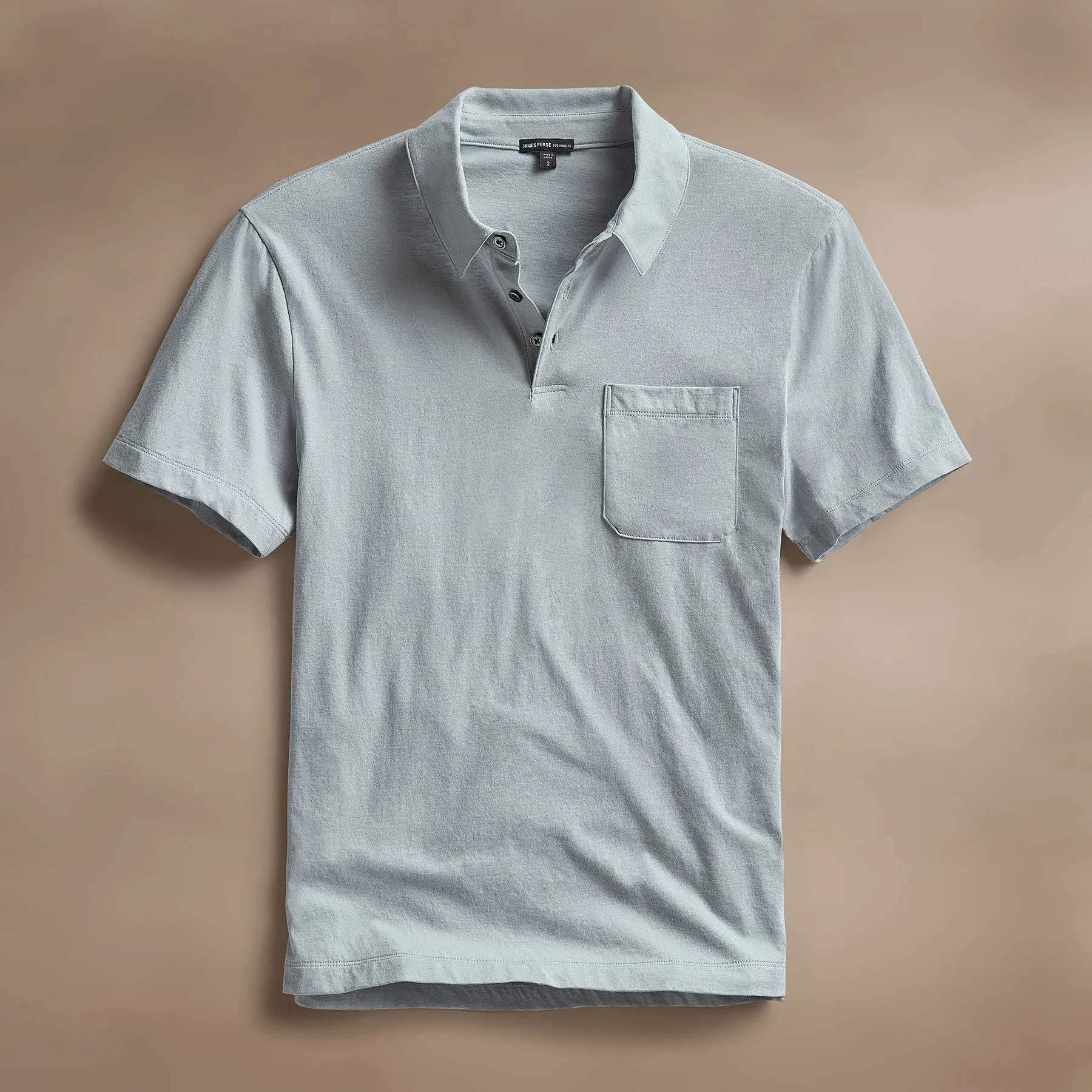 Cotton Linen Pocket Polo - Grey Sky