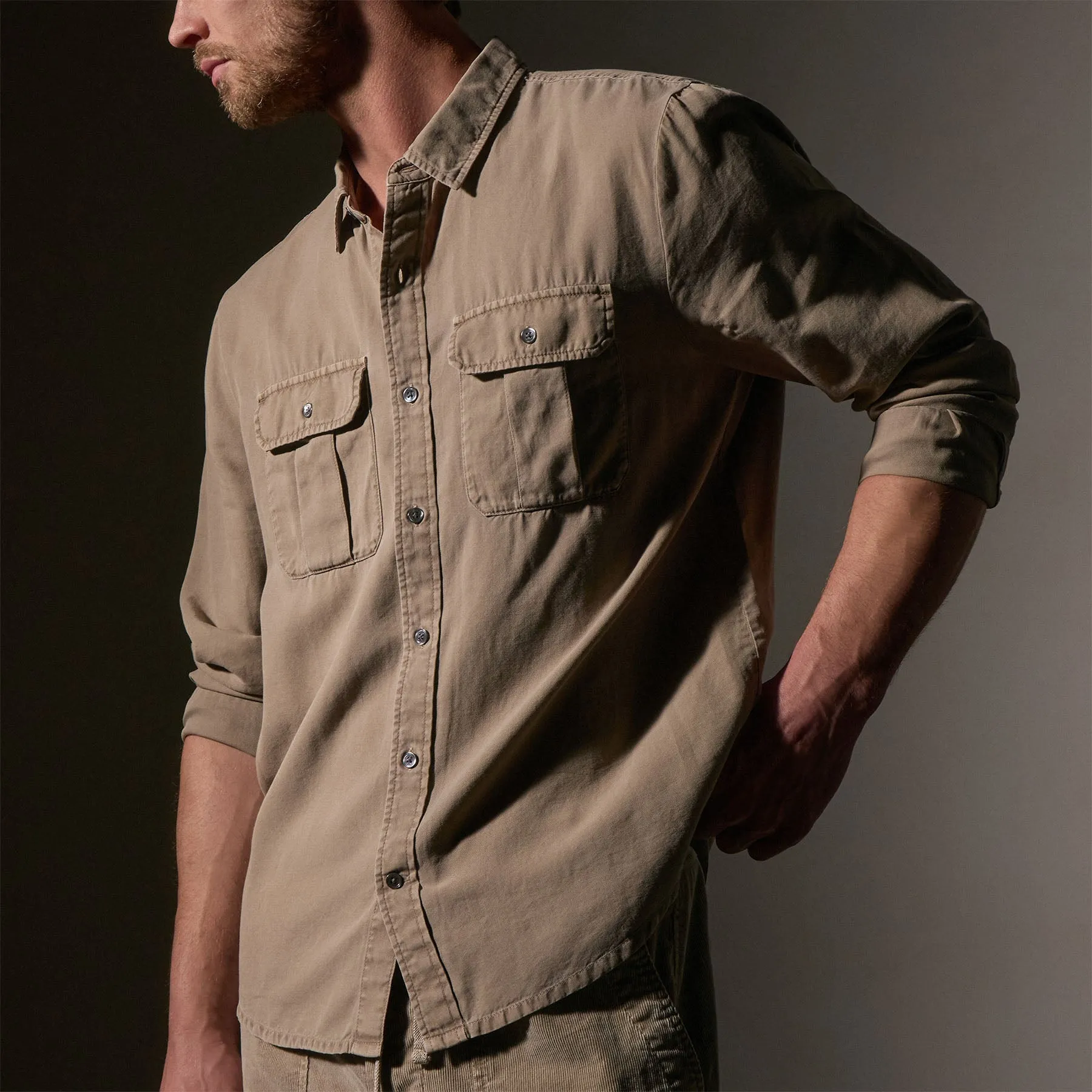 Cotton Wool Utility Shirt - Overcast Pigment