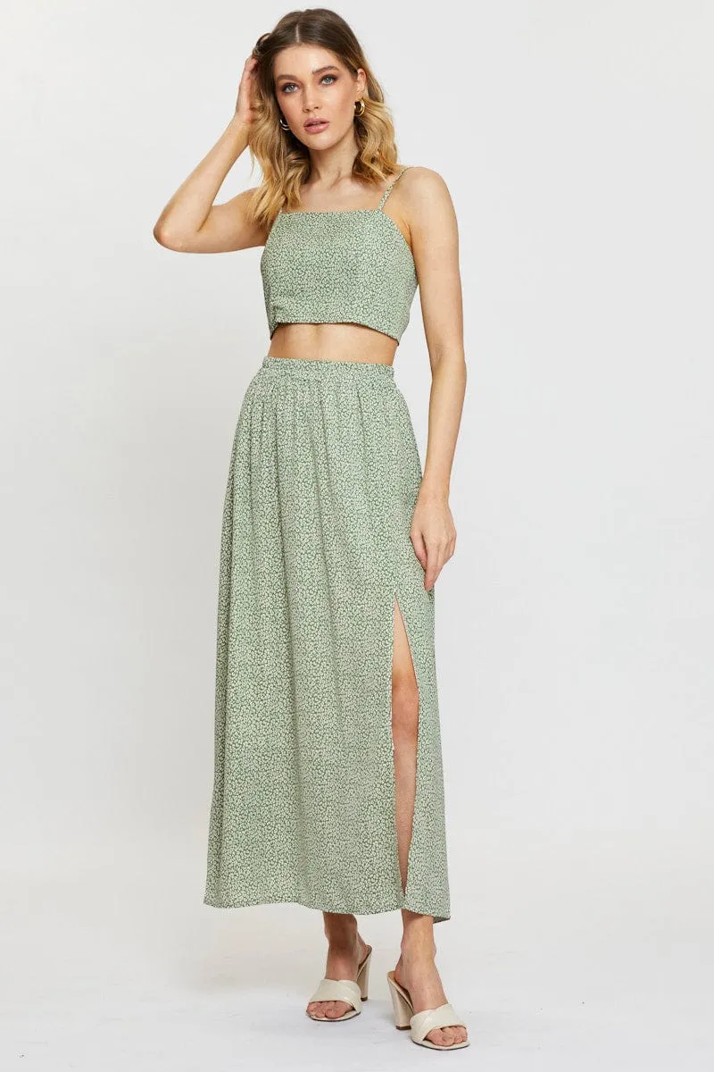 Geo Print Crop Top Sleeveless Tie Up