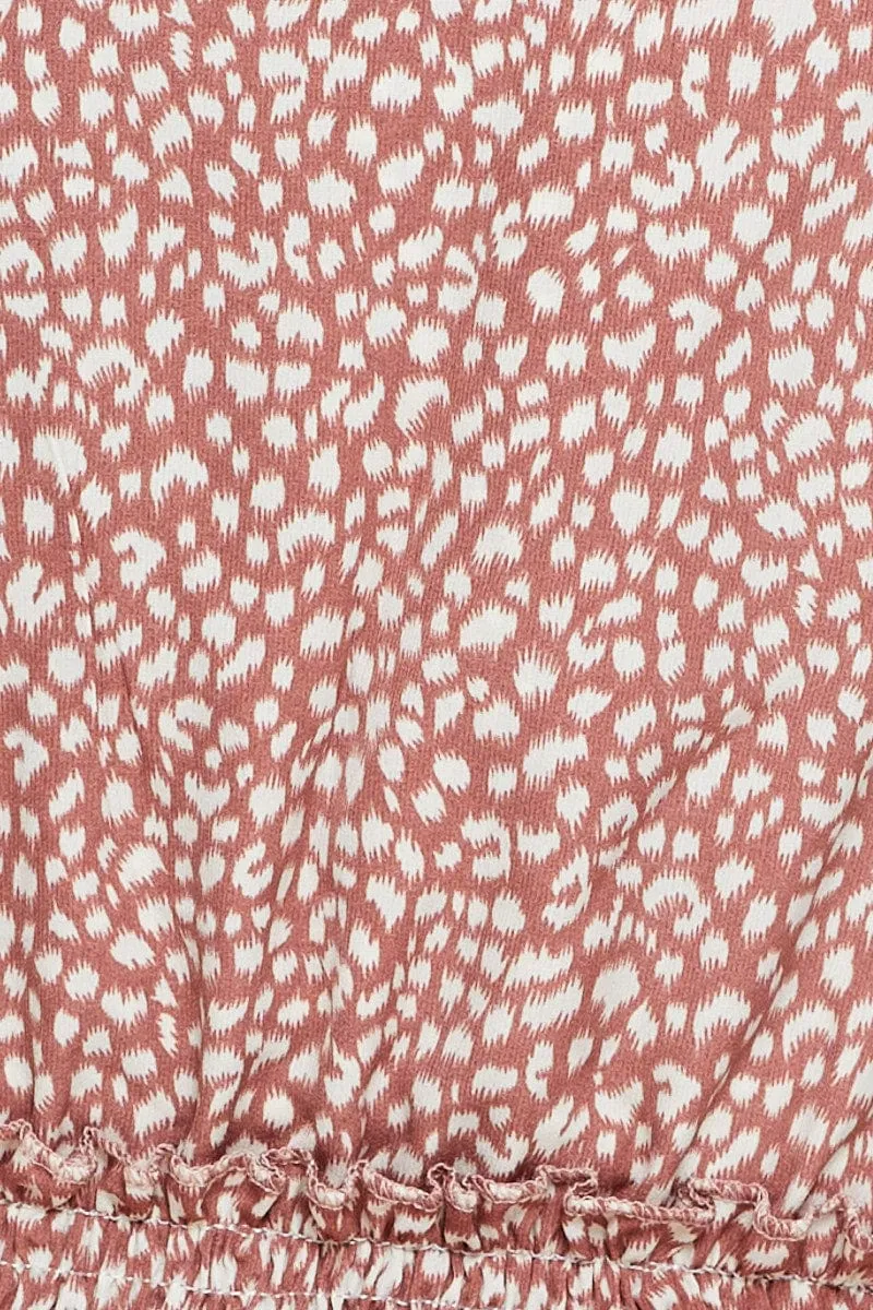 Geo Print Ruffle Top Sleeveless