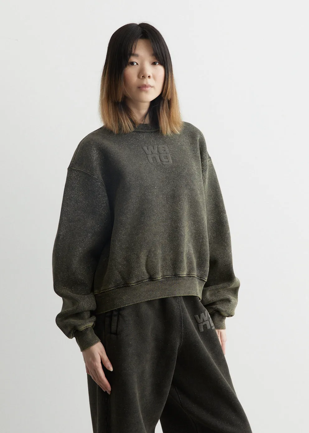 Glitter Essential Terry Sweatshirt With Puff Logo