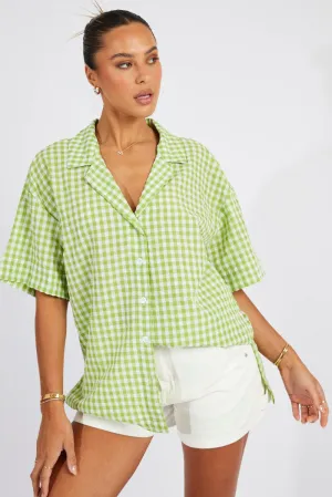 Green Check Shirt Short Sleeve