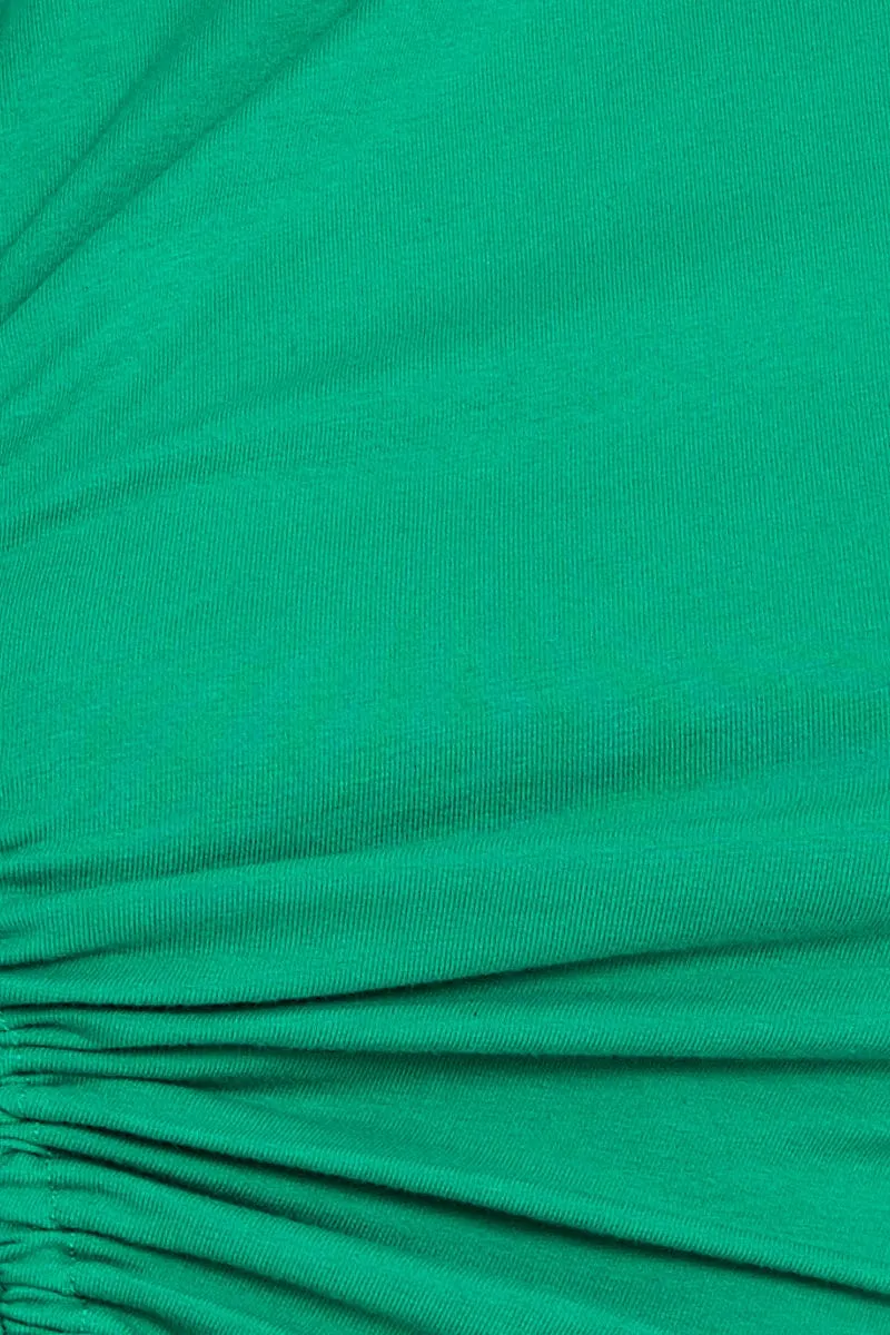 Green Crop Top Side Drawstring
