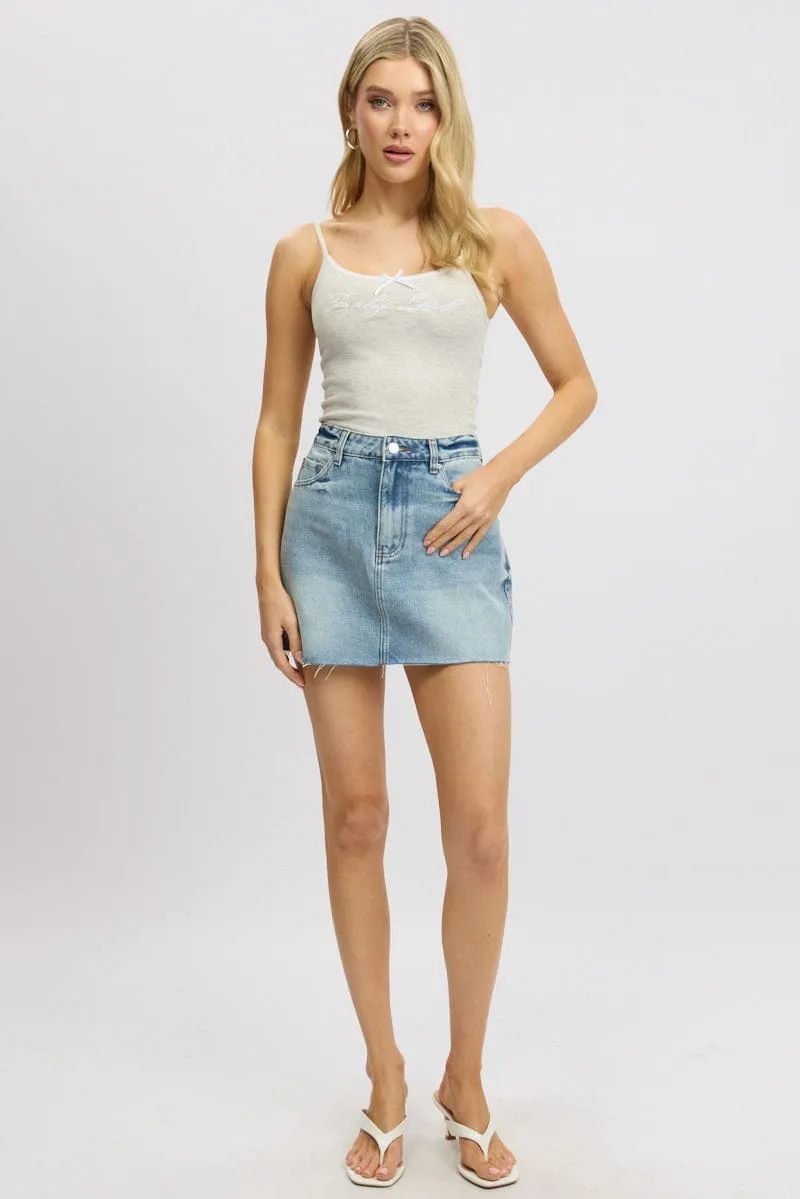Grey Graphic Singlet Rib