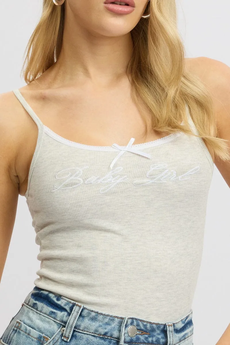 Grey Graphic Singlet Rib