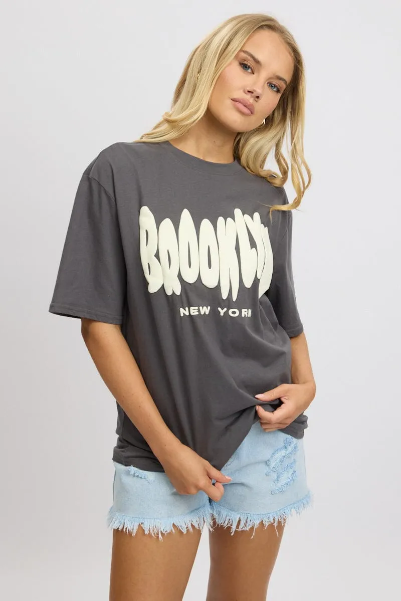 Grey Graphic Tee Short Sleeve