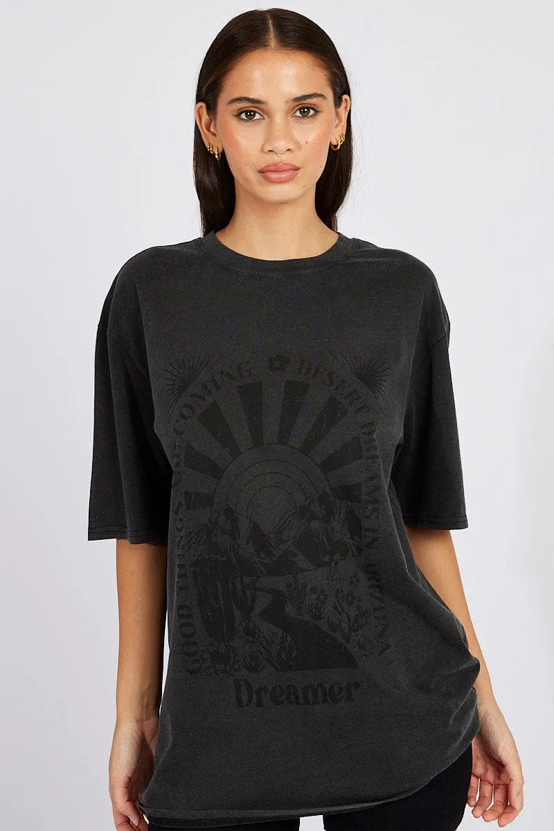Grey Graphic Tee Short Sleeve