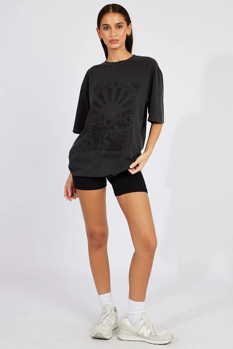Grey Graphic Tee Short Sleeve