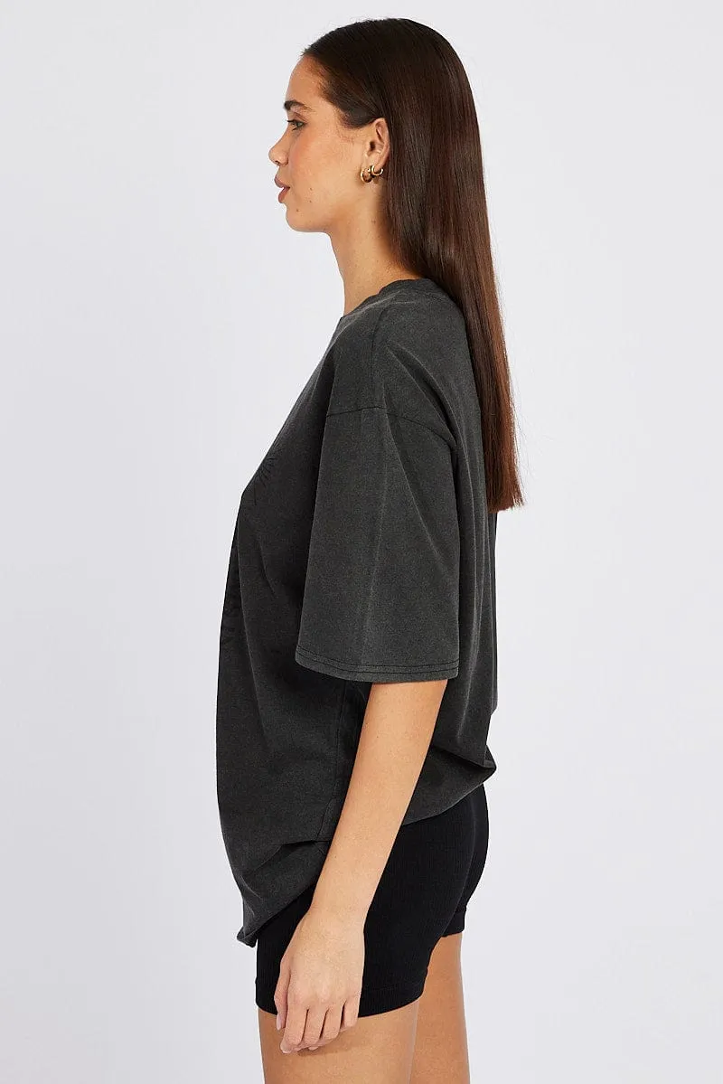 Grey Graphic Tee Short Sleeve