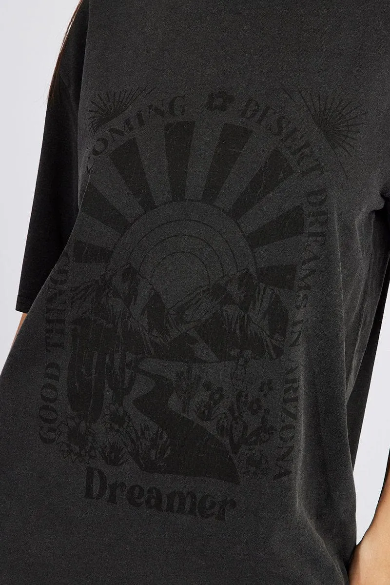 Grey Graphic Tee Short Sleeve