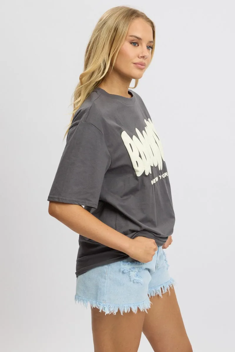 Grey Graphic Tee Short Sleeve