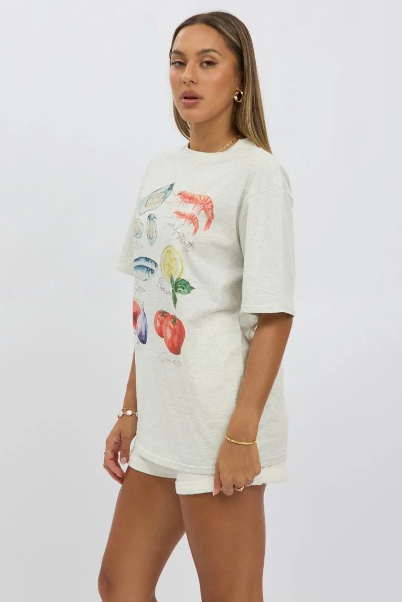 Grey Graphic Tee Short Sleeve