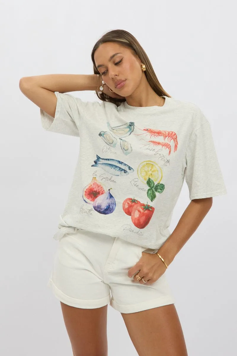 Grey Graphic Tee Short Sleeve