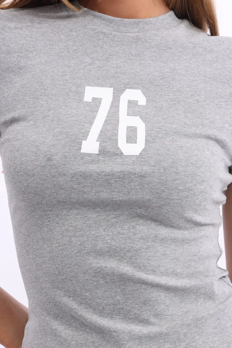 Grey Graphic Tee Short Sleeve