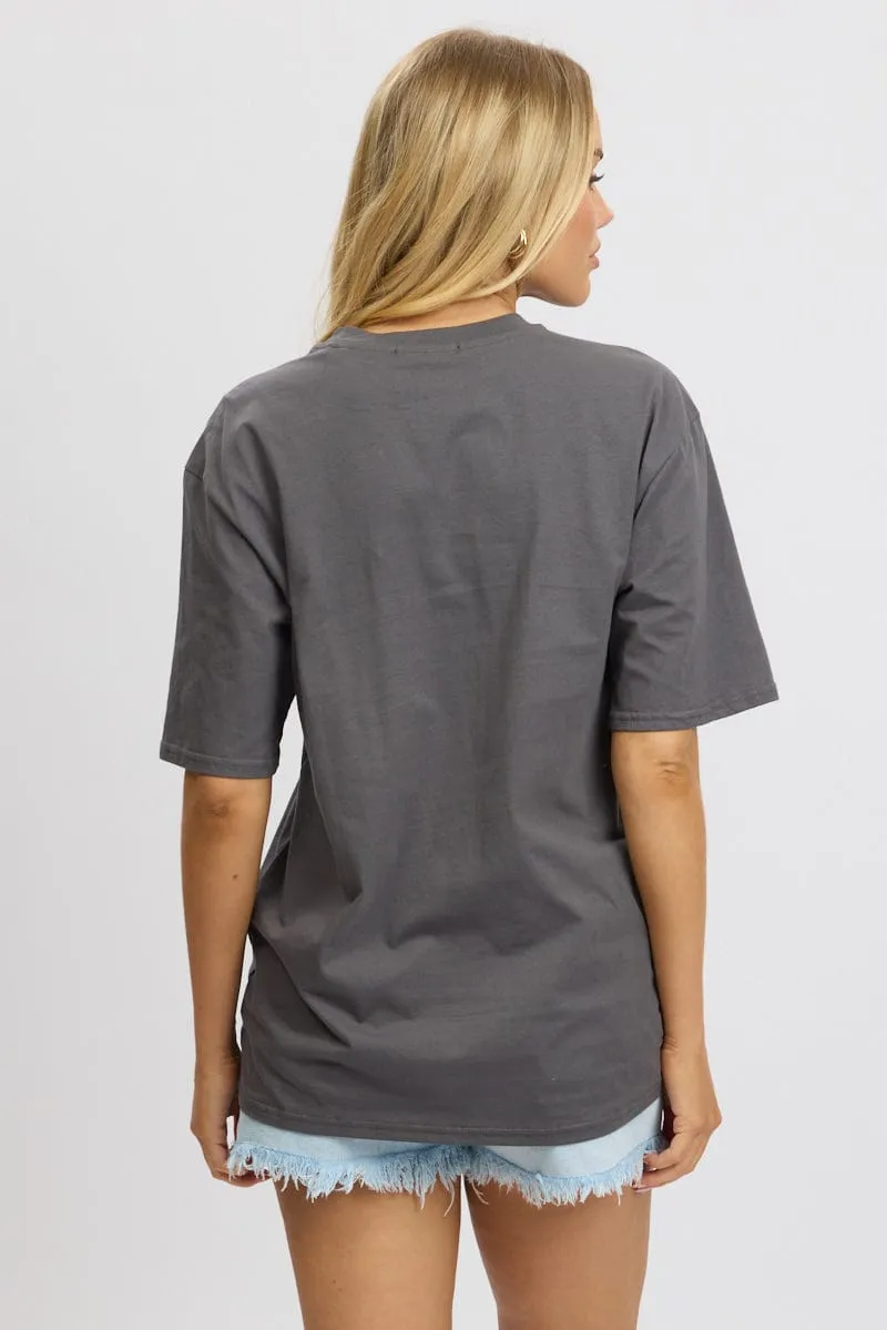 Grey Graphic Tee Short Sleeve