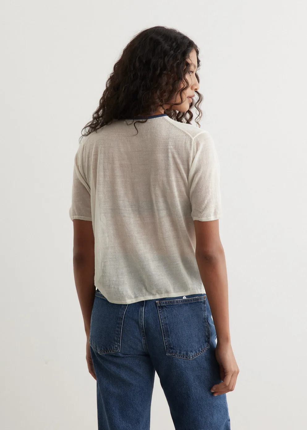 Hard Twist High Gauge Wool Silk Knit T-Shirt