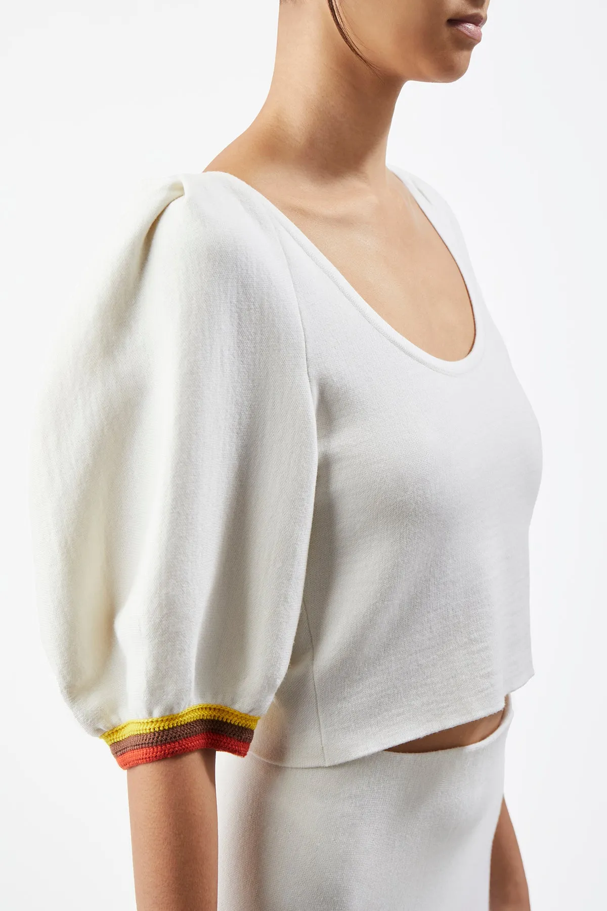 Lia Knit Top in Ivory Multi Merino Wool